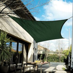 Coolaroo Coolhaven Outdoor Sun Shade Sail 95% UV Block Protection for Garden, Patio, Backyard, 12' Square, Heritage Green