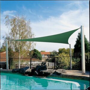 Coolaroo Coolhaven Outdoor Sun Shade Sail With Hardware Kit 95% UV Block Protection for Garden, Patio, Backyard, 12' Triangle, Heritage Green