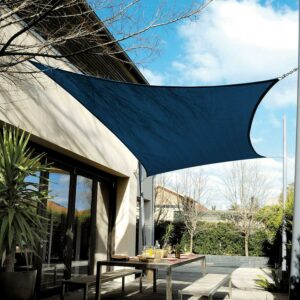 Coolaroo Coolhaven Outdoor Sun Shade Sail 95% UV Block Protection for Garden, Patio, Backyard, 12' Square, Sapphire