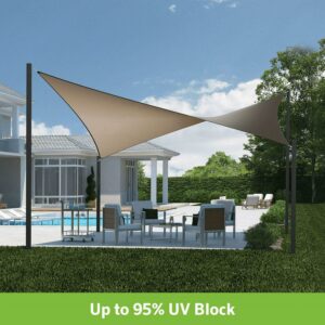 Coolaroo Outdoor DualShade Sun Sail and Hardware Kit, 95% UV Block Protection, 12' Square; Cobblestone