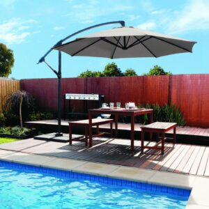 Coolaroo Round Cantilever Patio Umbrella, 90% UV Block, 10', Smoke