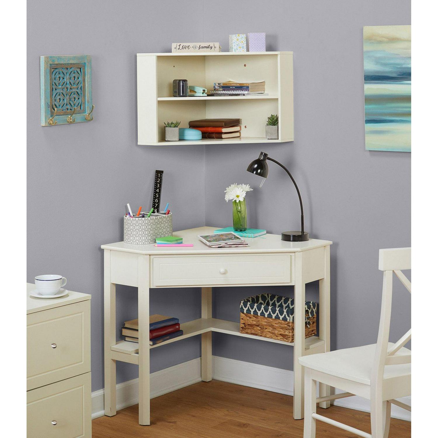 Simple Living Corner Desk and Hutch Set Black Painted - Image 3