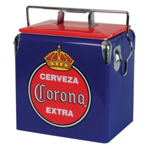 Corona Retro Ice Chest Cooler with Bottle Opener 13L (14 qt), Blue and Red