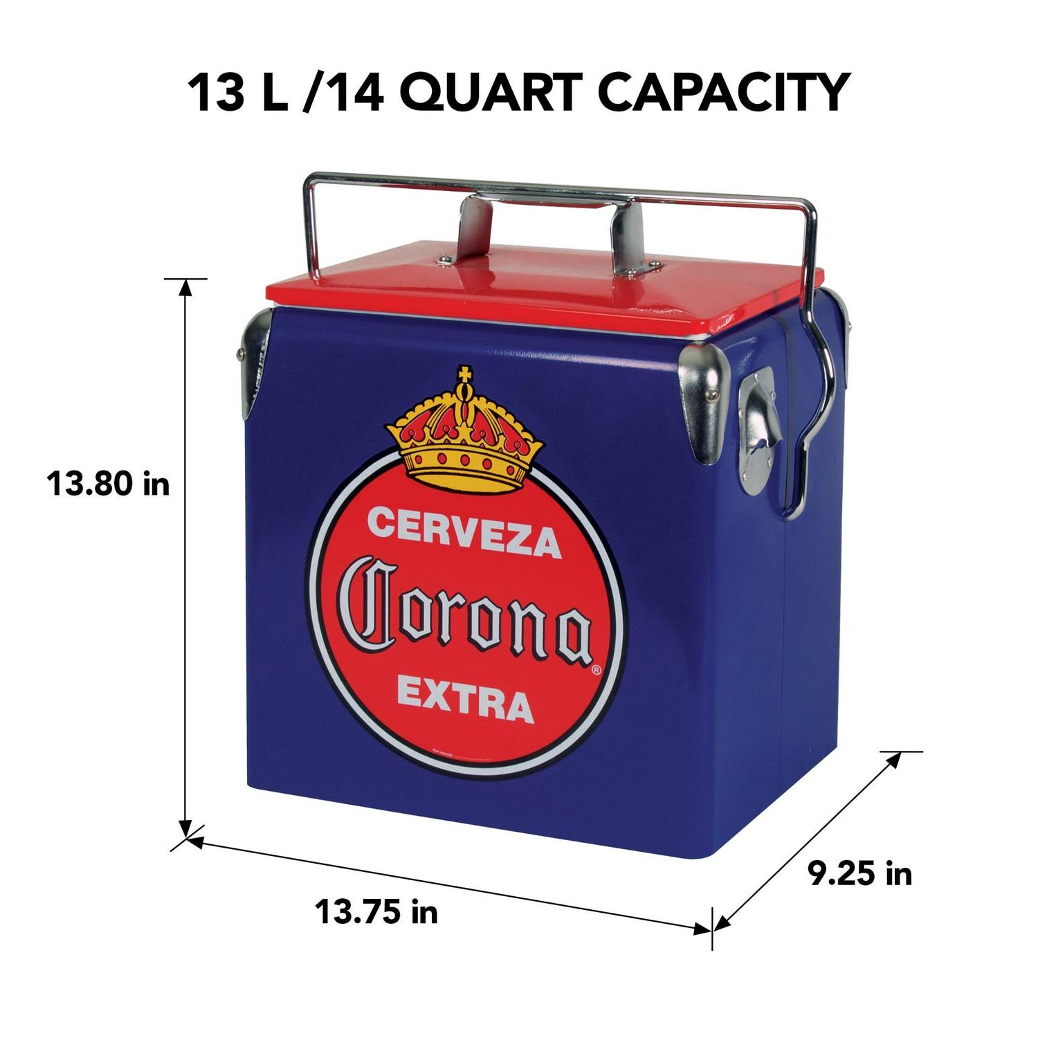 Corona Retro Ice Chest Cooler with Bottle Opener 13L (14 qt), Blue and Red - Image 7