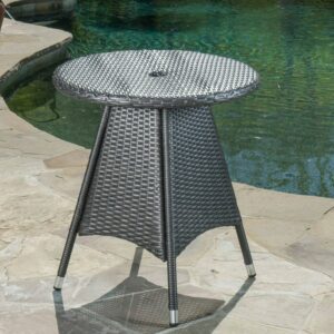 Christopher Knight Home Corsica Outdoor Wicker Round Dining Table (ONLY) by - 25.75"L x 25.75"W x 28.35"H Grey