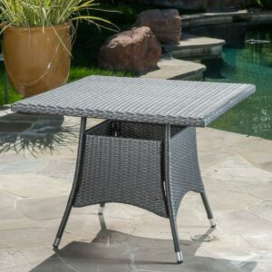 Christopher Knight Home Corsica Outdoor Wicker Square Dining Table (ONLY) by - 36.60 "W x 36.6"D x 28.35"H Gray