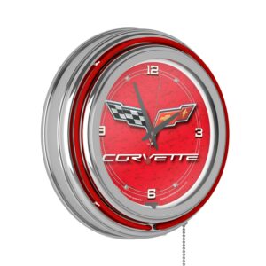Corvette C6 Neon Clock - 14 inch Diameter - Red