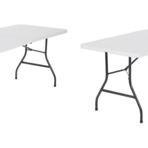 Cosco (2-Pack) 6 Foot Centerfold Folding Table, White