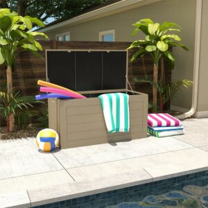 Cosco Outdoor Patio Deck Storage Box, Extra Large, 180 Gallons, Tan