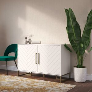 CosmoLiving Herringbone Console Unit, Living Room Furniture, White