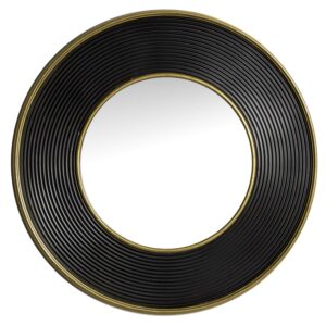 CosmoLiving by Cosmopolitan 35" x 35" Black Ribbed Wall Mirror with Gold Edges