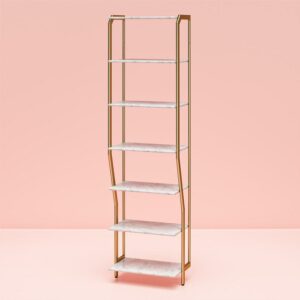 CosmoLiving by Cosmopolitan Gwyneth Closet - Shelves, White Faux Marble and Golden Bronze