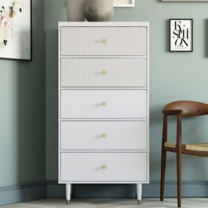CosmoLiving by Cosmopolitan Elizabeth 5 Drawer Dresser, Dove Gray