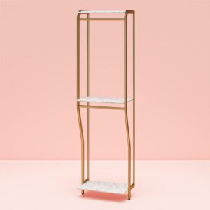 CosmoLiving by Cosmopolitan Gwyneth Closet - Hanging Rods, White Faux Marble and Golden Bronze
