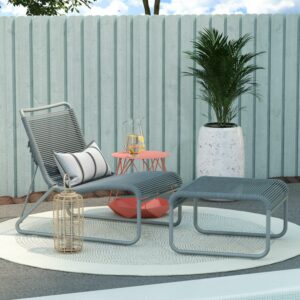 CosmoLiving by Cosmopolitan, Lita 2 Piece Patio Lounge and Ottoman Set, Charcoal
