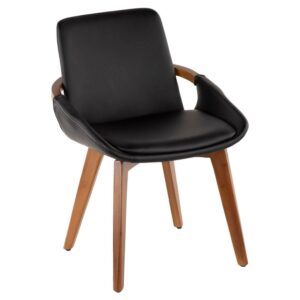 Cosmo Mid-Century Chair in Walnut and Black Faux Leather by LumiSource