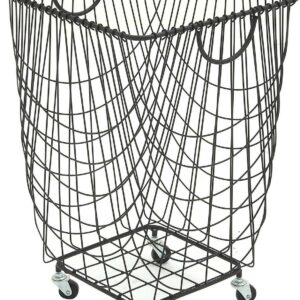 Cosmoliving by Cosmopolitan Large Industrial Mesh Metal Storage Rolling Cart with Wheels & Handles, 16" x 16" x 24", Black