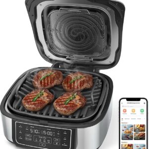 Cosori New Indoor Grill, Smart XL Air Fryer Combo Aeroblaze, 8-in-1, 6 Quart Voice Control, Black