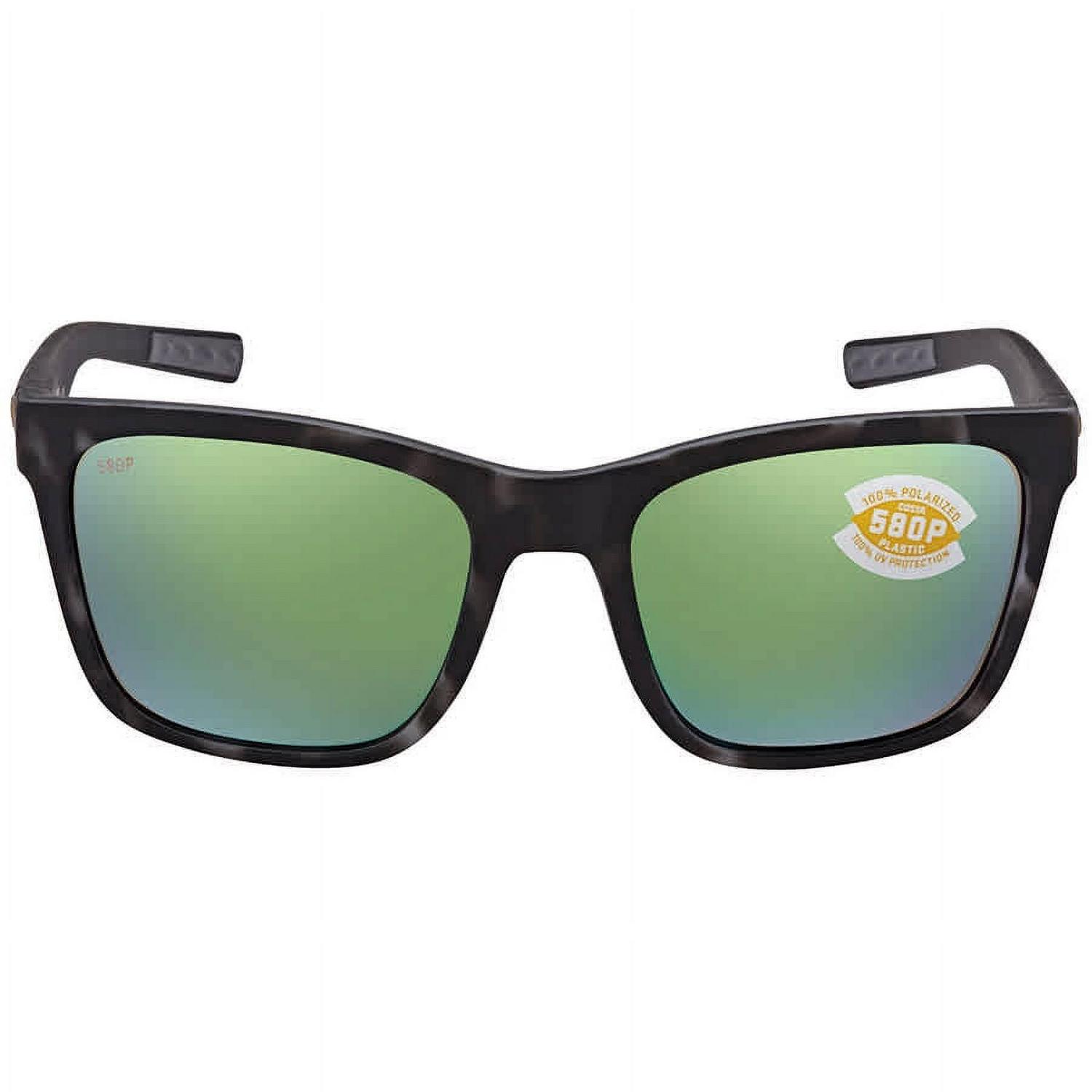Costa Del Mar Womens Panga Polarized Square Sunglasses - Matte Grey Tortoise/Green Mirrored - 56 mm