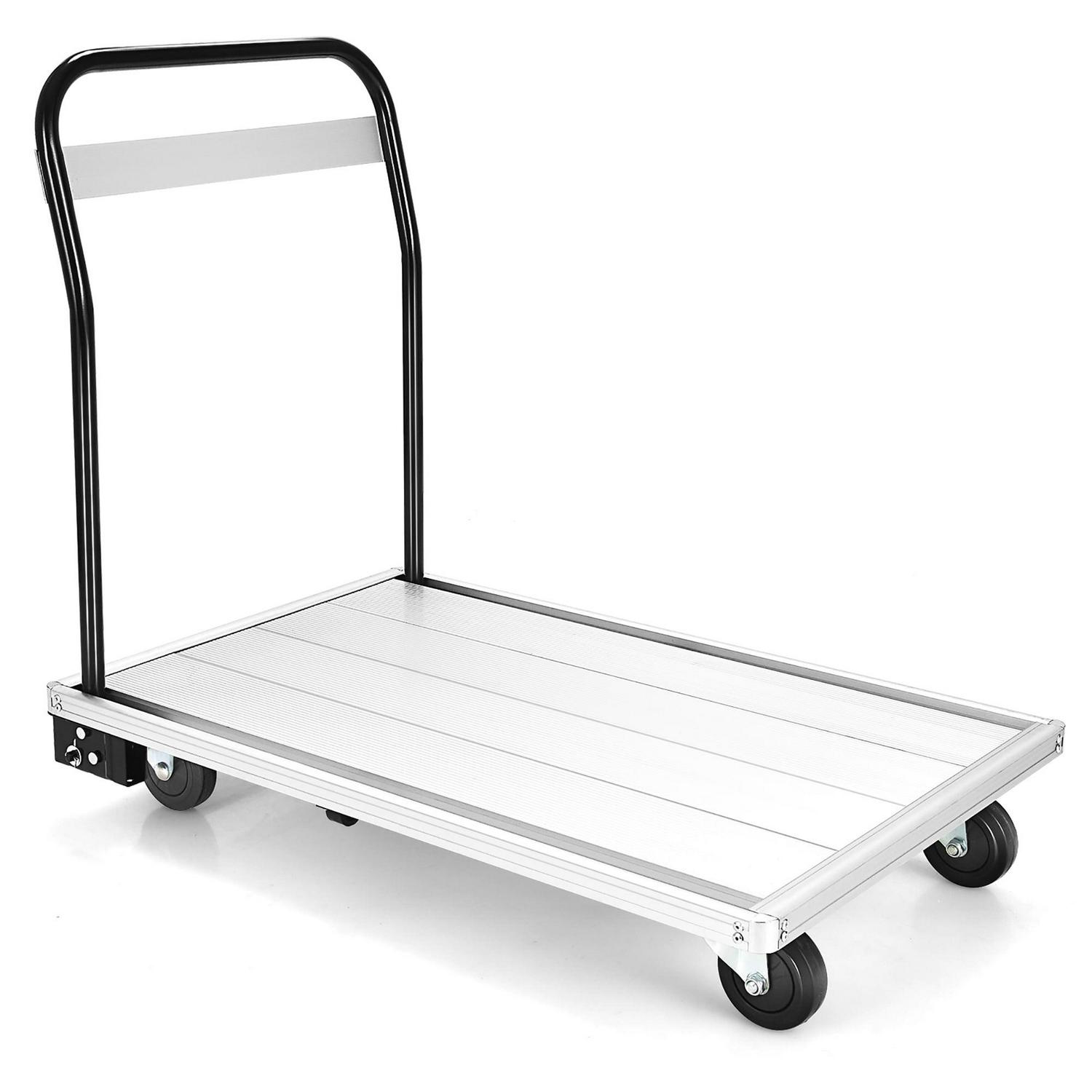 Costway Folding Aluminum Alloy Platform Truck 770 LBS Push Cart Dolly w/ 4 TPR Wheels - Image 10