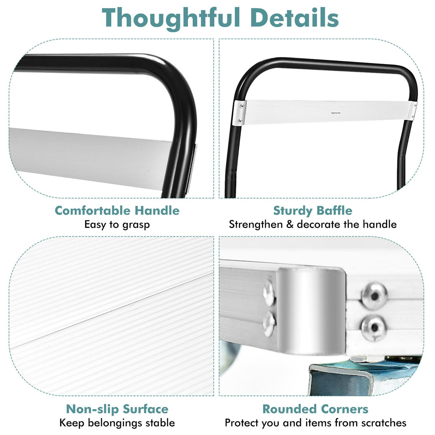 Costway Folding Aluminum Alloy Platform Truck 770 LBS Push Cart Dolly w/ 4 TPR Wheels - Image 8