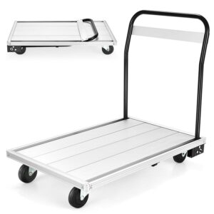Costway Folding Aluminum Alloy Platform Truck 770 LBS Push Cart Dolly w/ 4 TPR Wheels