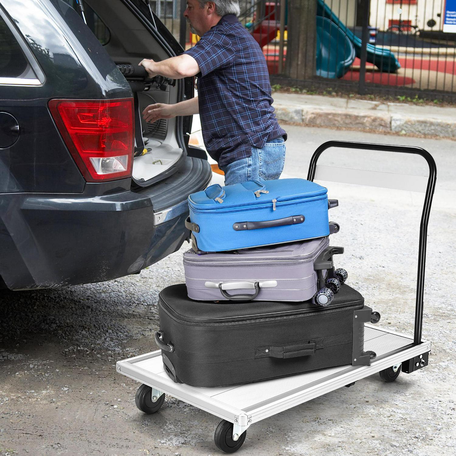 Costway Folding Aluminum Alloy Platform Truck 770 LBS Push Cart Dolly w/ 4 TPR Wheels - Image 3