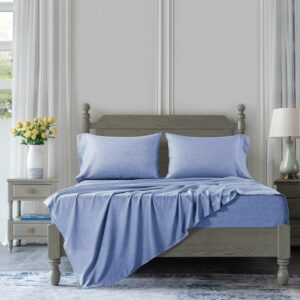 Country Living Teen/Senior/Tween Solid Print Polyester Sheet Sets, Queen, Blue