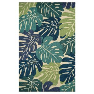 Couristan Covington Monstera Cream-Multicolor Indoor / Outdoor Area Rug, 5'6" x 8'