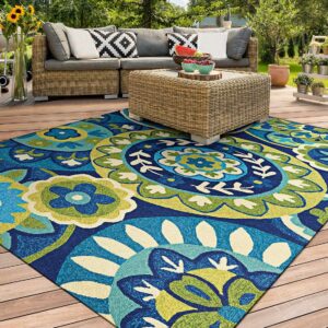 Couristan Covington Rip Tide Ocean-Green Indoor / Outdoor Area Rug, 5'6" x 8'