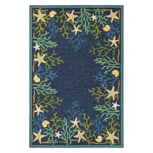 Couristan Outdoor Escape Sea Water Indoor / Outdoor Area Rug, Ocean Blue-Aqua, 5'6" x 8'