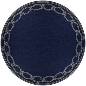 Couristan Recife Rope Knot Area Rug, 8'6" Round, Ivory-Indigo