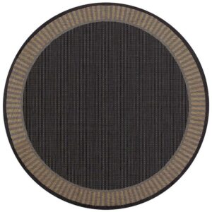 Couristan 7.5' Cocoa Black Round Polypropylene Area Throw Rug
