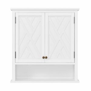 Alaterre Furniture Coventry 27"W x 29"H Wall Mounted Bath Storage Cabinet with Two Doors and Open Shelf
