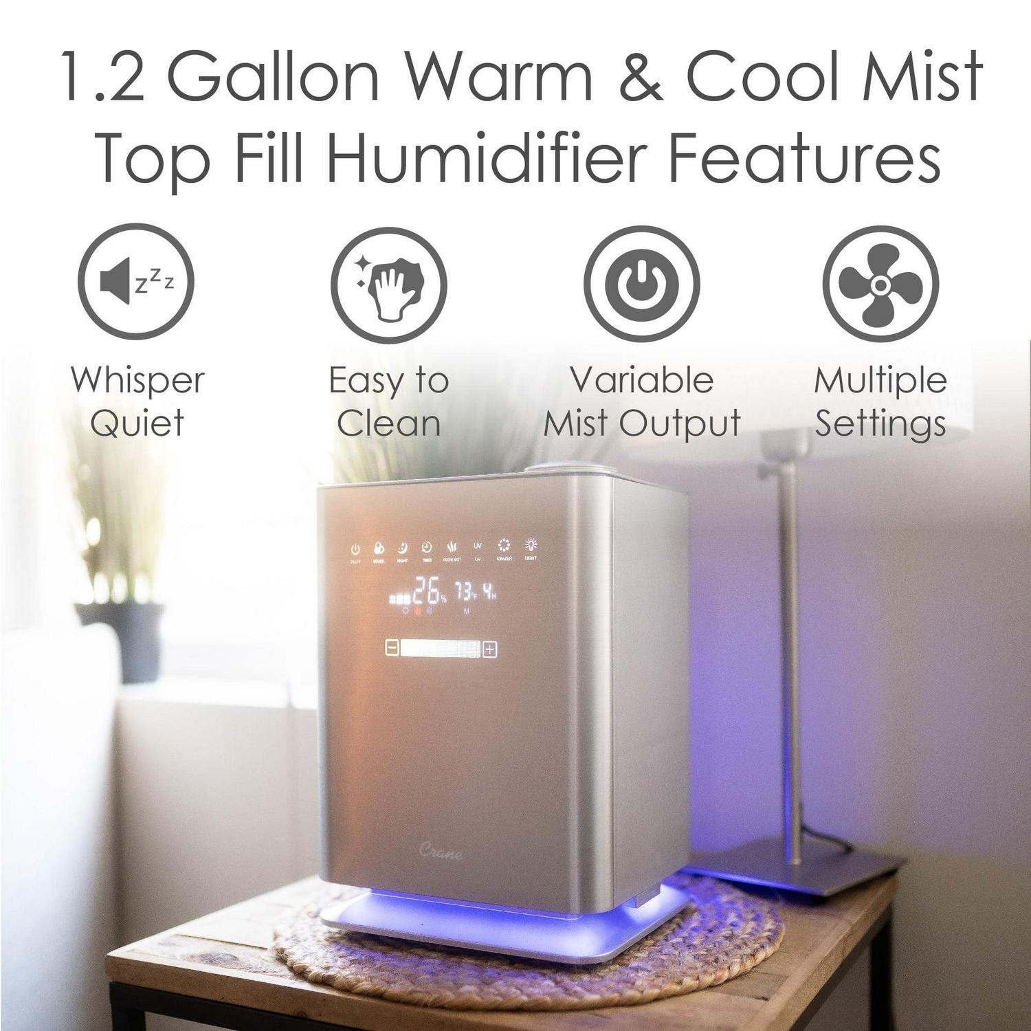 1.2 Gal. Warm & Cool Mist Top Fill Humidifier for Medium to Large Rooms - Image 2