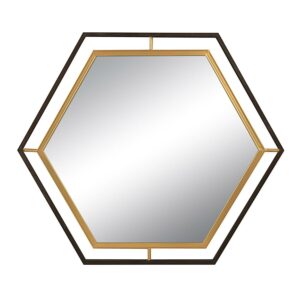 Creative Co-Op Hexagon 2-Tone Metal Framed Wall Mirror, Black and Gold