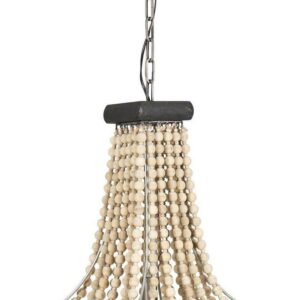 Creative Co-Op Wood Beaded Pendant Light with Wood Frame