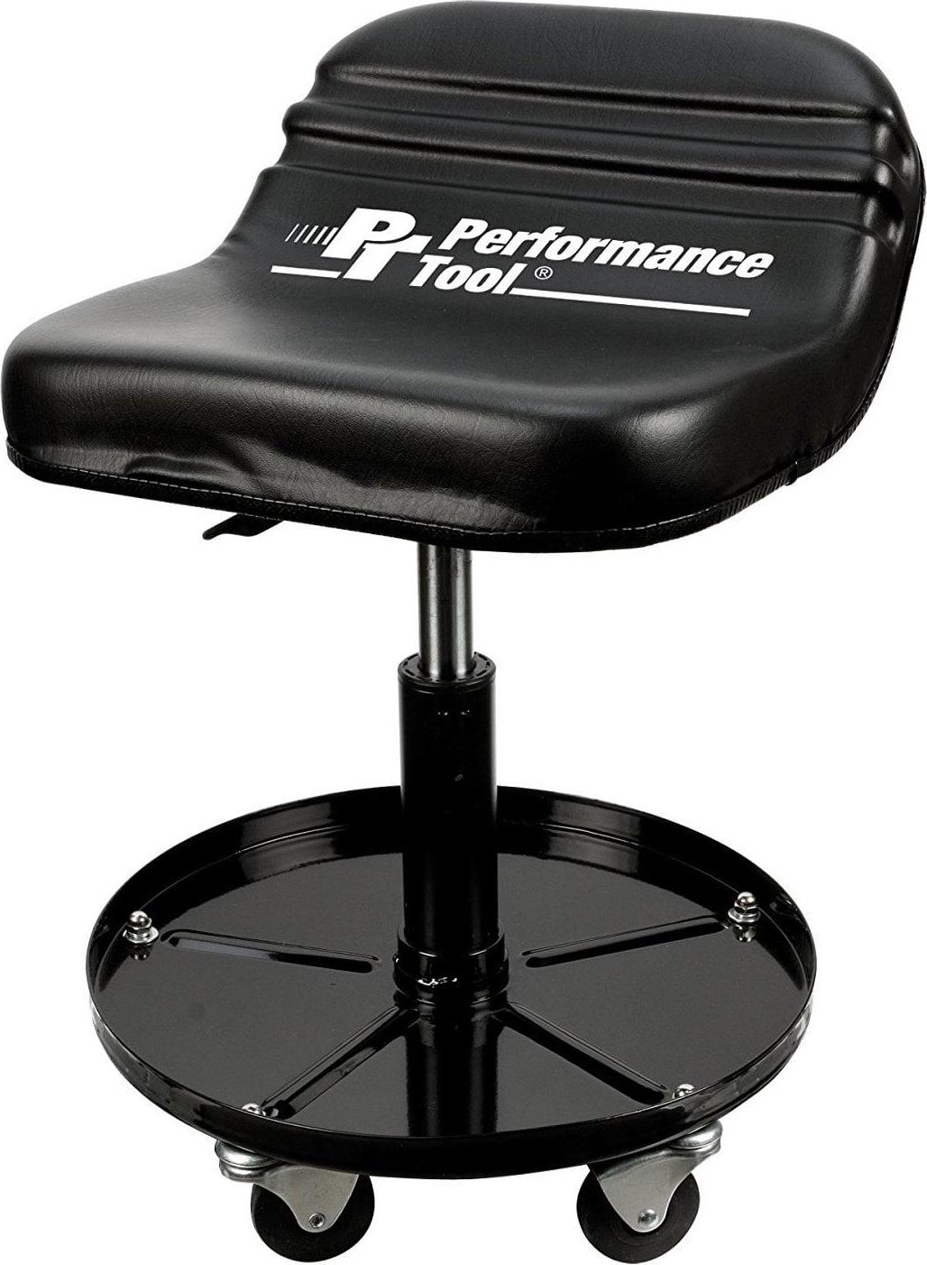 Performance Tool W85020 Tractor Creeper Rolling Work Seat w/ Storage Tray for Garages and Workshops, 24 in. Tall, Black - Image 2