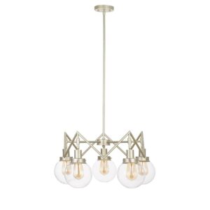 Cresswell Lighting Modern 5-Light Champagne Metal Chandelier, LED Bulb Included