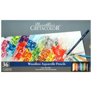 Cretacolor Aqua Monolith Woodless Watercolor Pencil Set, 36-Color Set