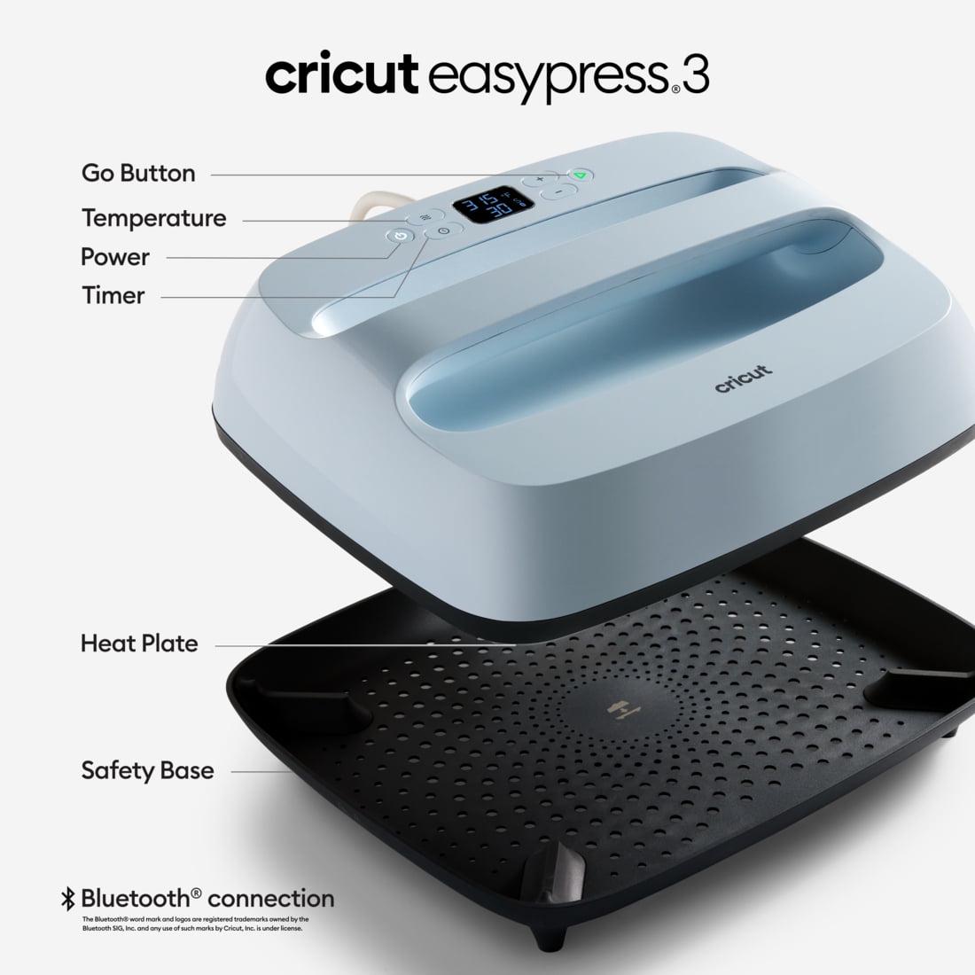 Cricut EasyPress 3 - 12 in x 10 in - Bluetooth-Enabled Handheld Heat Press Machine, Blue - Image 2