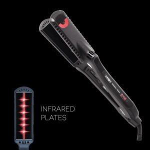 Croc Premium (INFRARED) Titanium Hair Straightening Flat Iron, Black, 1.5"