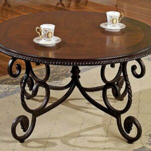 Steve Silver Crowley Indoor Wood Traditional Round 20" Height Coffee Table, Cherry