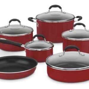 Cuisinart Advantage 11-Piece Nonstick Hard Aluminum Cookware Set, Red