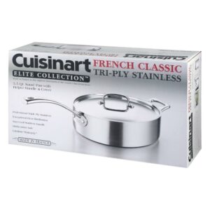 Cuisinart Elite Collection Tri-Ply Stainless Sauté' Pan with Helper Handle and Cover - 5.5 Quart Pan