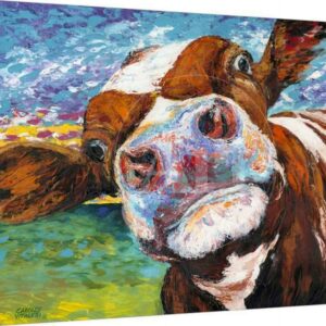 Curious Cow I, Animals Stretched Canvas Wall Art by Carolee Vitaletti Sold by Art.Com