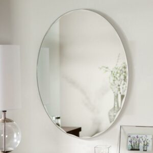 Décor Wonderland Frameless Oval Scallop Beveled Mirror 23.6 inx31.5 in