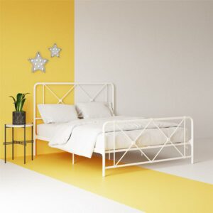 DHP Ally Metal Farmhouse Bed, Full, White