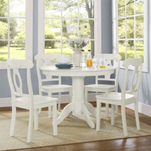 DHP Aubrey 5-Piece Traditional Pedestal Dining Set, White