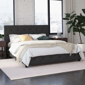 DHP Dakota Upholstered Platform Bed, Queen, Gray Faux Leather